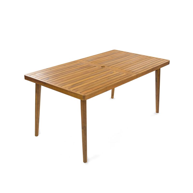 Acacia Wood Outdoor Dining Tables, Weather-resistant Slatted Tabletop Dining Tables With Tapered Leg image number 0