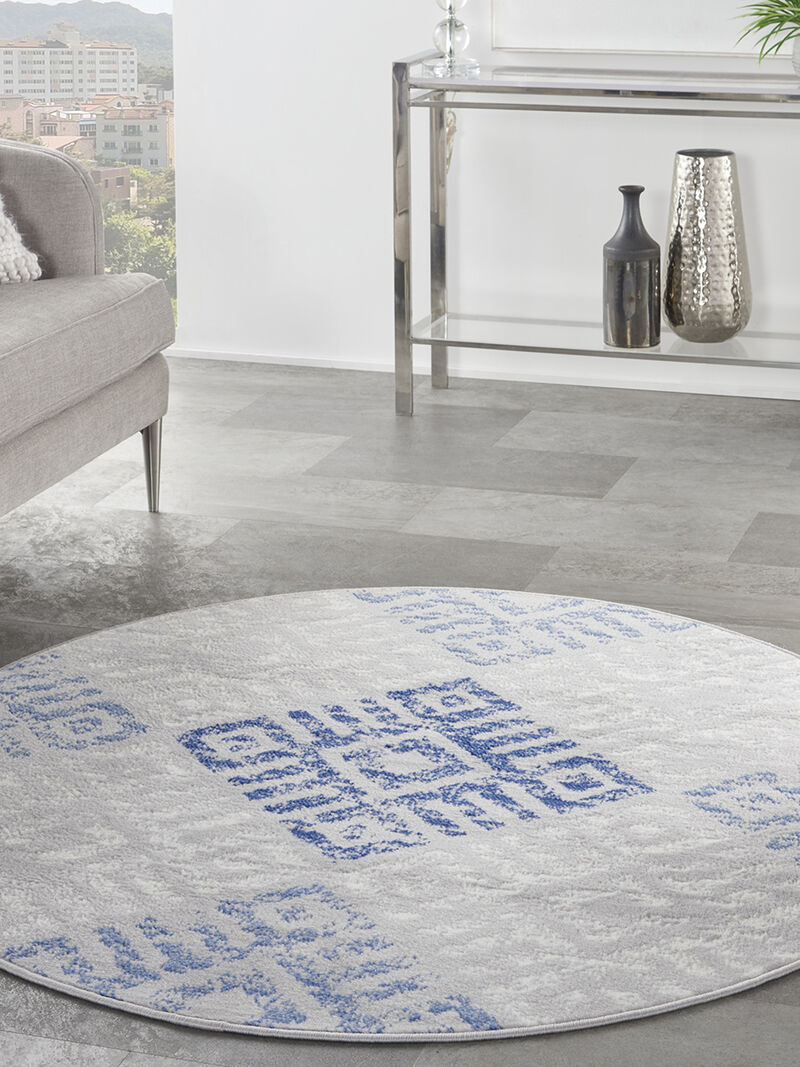 Whimsicle WHS18 Gray/Blue 5' x Round Rug image number 6