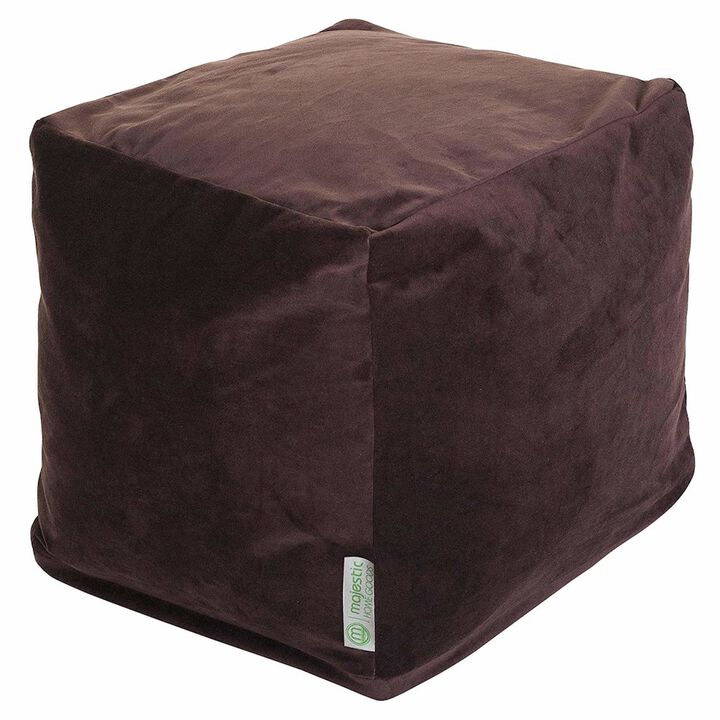 Majestic Home Goods Cube Pouf Faux Suede Dark Brown