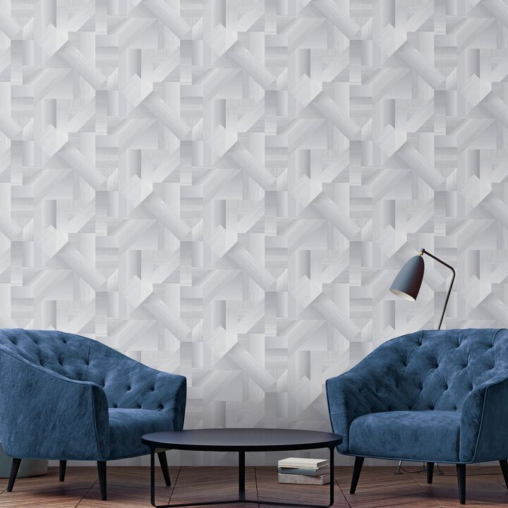 Texstyle Shape Shifter Silver Grey Wallpaper G56626