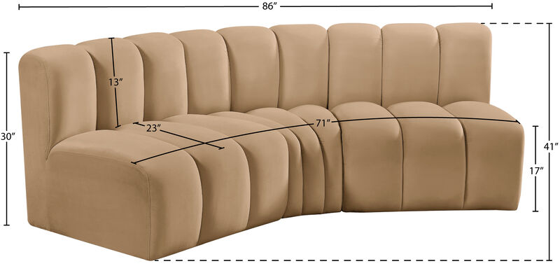 Meridian Furniture Arc Camel Velvet Modular Sofa image number 8