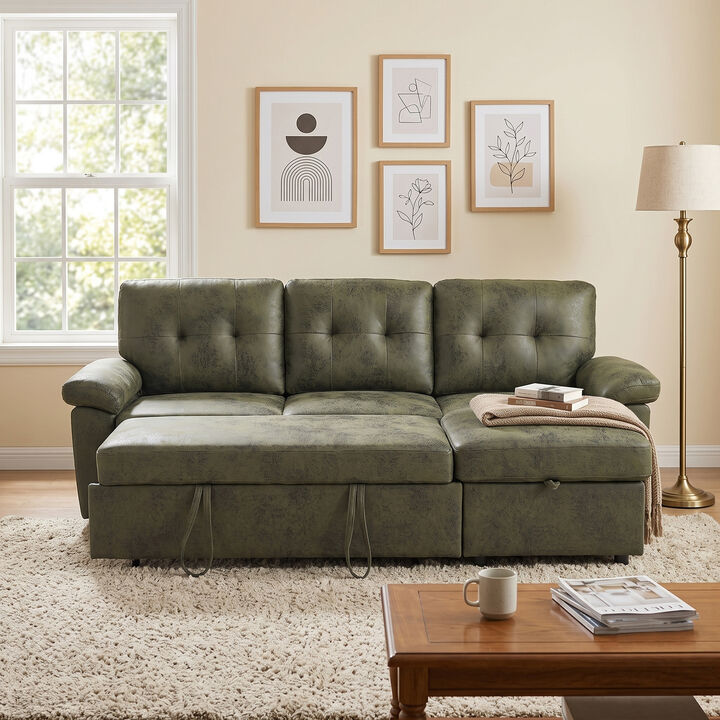 TATEUS  L-Shaped Pull-Out Sectional Sofa