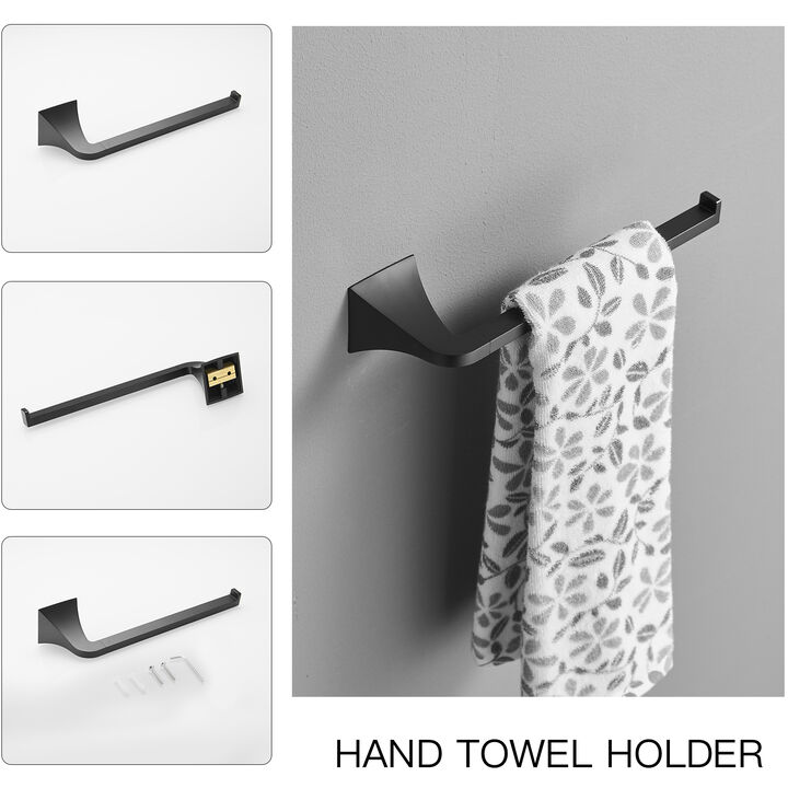 4-Piece Bath Hardware Set with Towel Ring Toilet Paper Holder Towel Hook and 24 in. Towel Bar in Matte Black