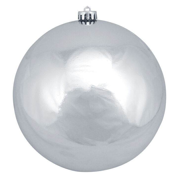Shiny Silver Shatterproof Christmas Ball Ornament 8" (200mm)
