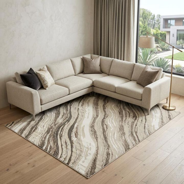 HomeRoots Abstract Non Skid Area Rug