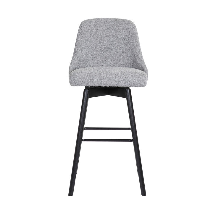 HomeRoots Solid Wood and Fabric Armless Swivel Bar Stool