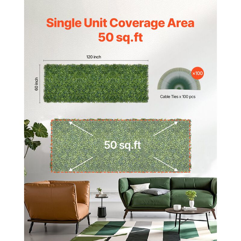 Milan Artificial Grass Wall Panels Boxwood Privacy Hedge for Garden Fence and Wall Decor-Green image number 4