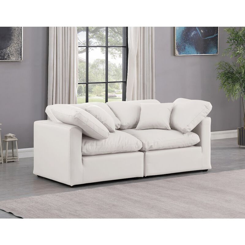 Meridian Furniture Indulge Cream Vegan Leather Modular Sofa