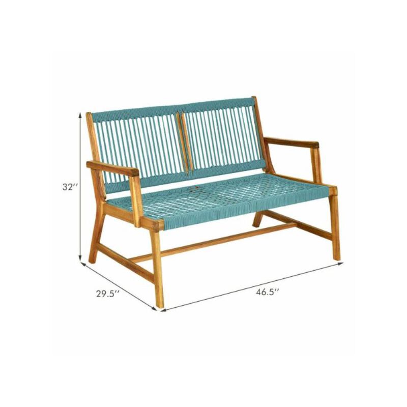Hivvago 2-Person Acacia Wood Yard Bench for Balcony and Patio