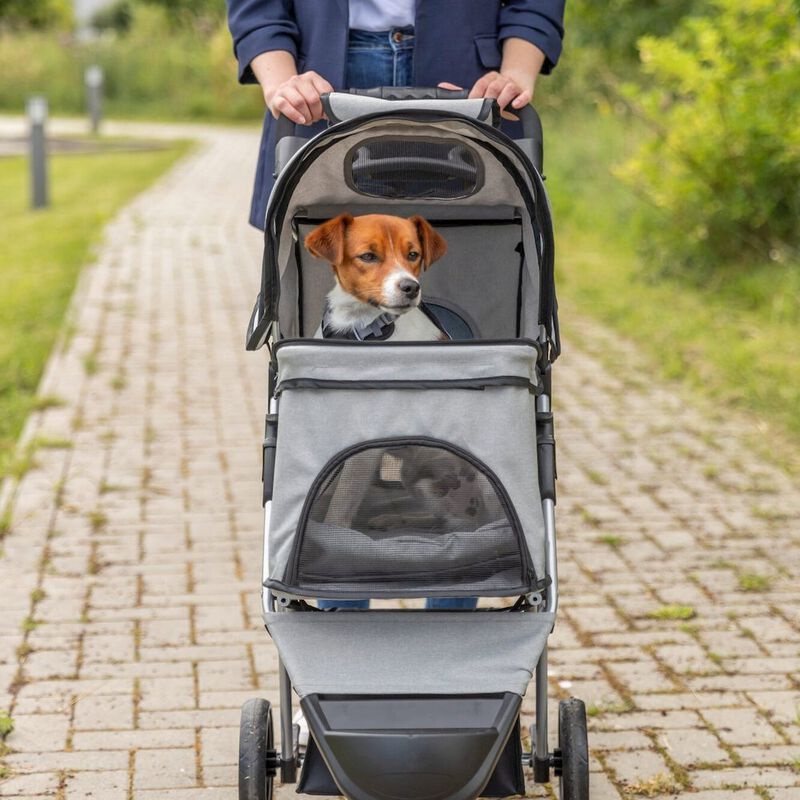 TRIXIE 3-Wheeled Foldable Dog & Cat Stroller with Canopy and Storage Compartments image number 1