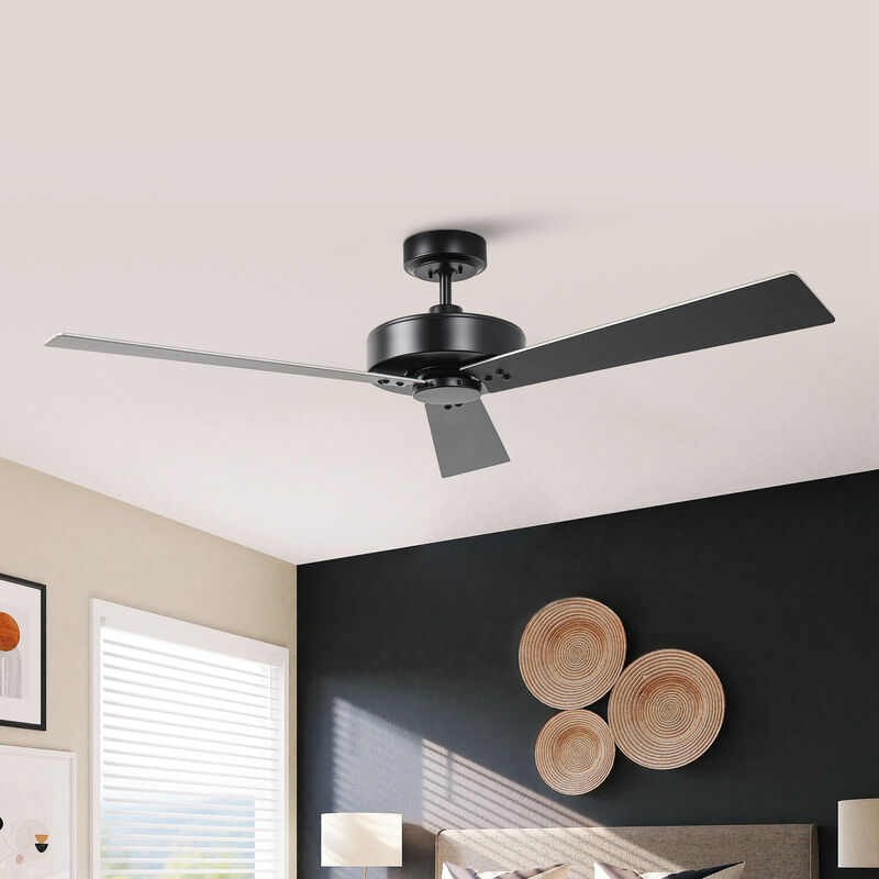 52 in. Barbeque Black Reversible Blades Ceiling Fan with Wall Control without Light