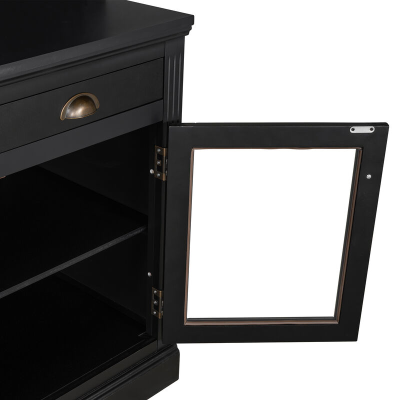 Merax Modern Storage Bookcase with 2 Glass Doors