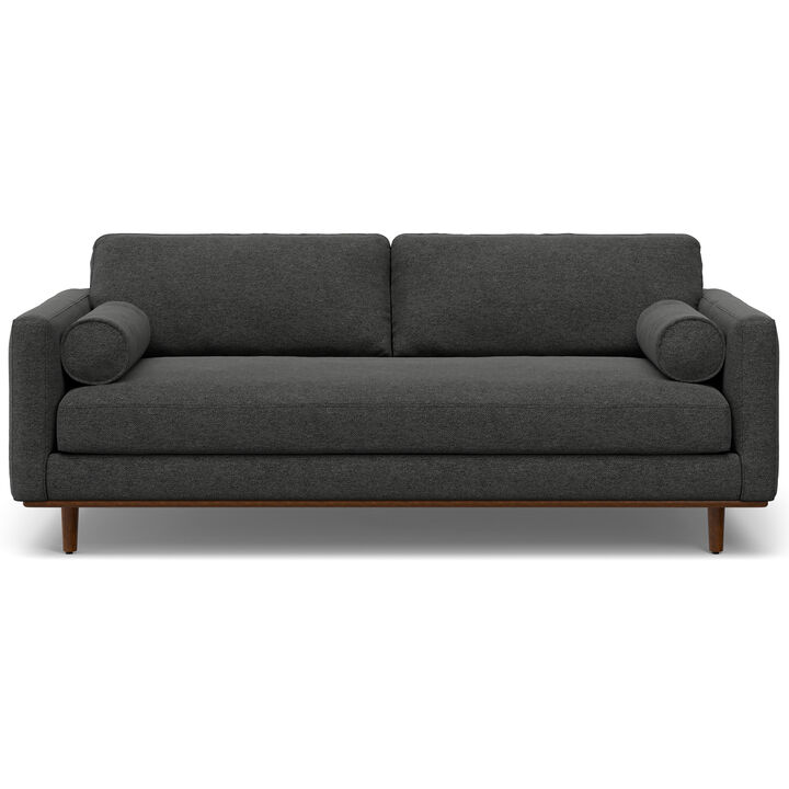 Morrison 89 inch Wide Mid-Century Modern Sofa in Charcoal Grey Woven-Blend Fabric