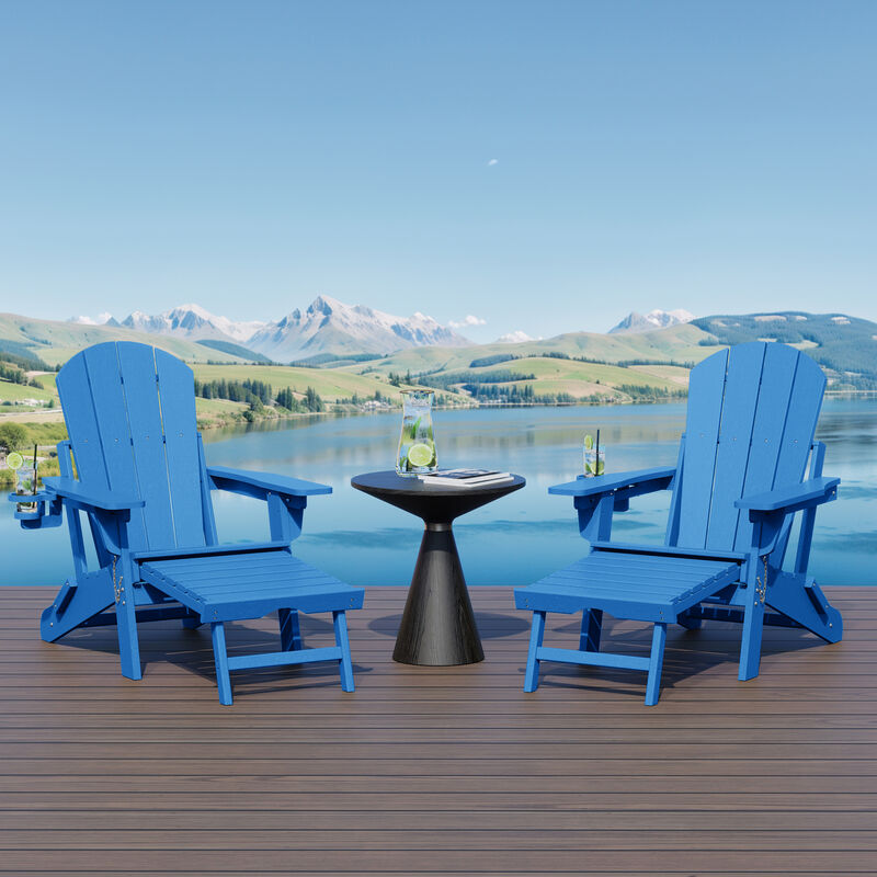 WestinTrends Folding Adjustable Adirondack Chair with Retractable Ottoman and Cup Holder (Set of 2) image number 1