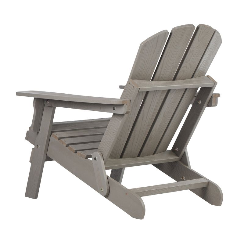 Wooden Oversize Outdoor Folding Adirondack Chair with BackRest & SeatBoard, Wood Patio Chair image number 3