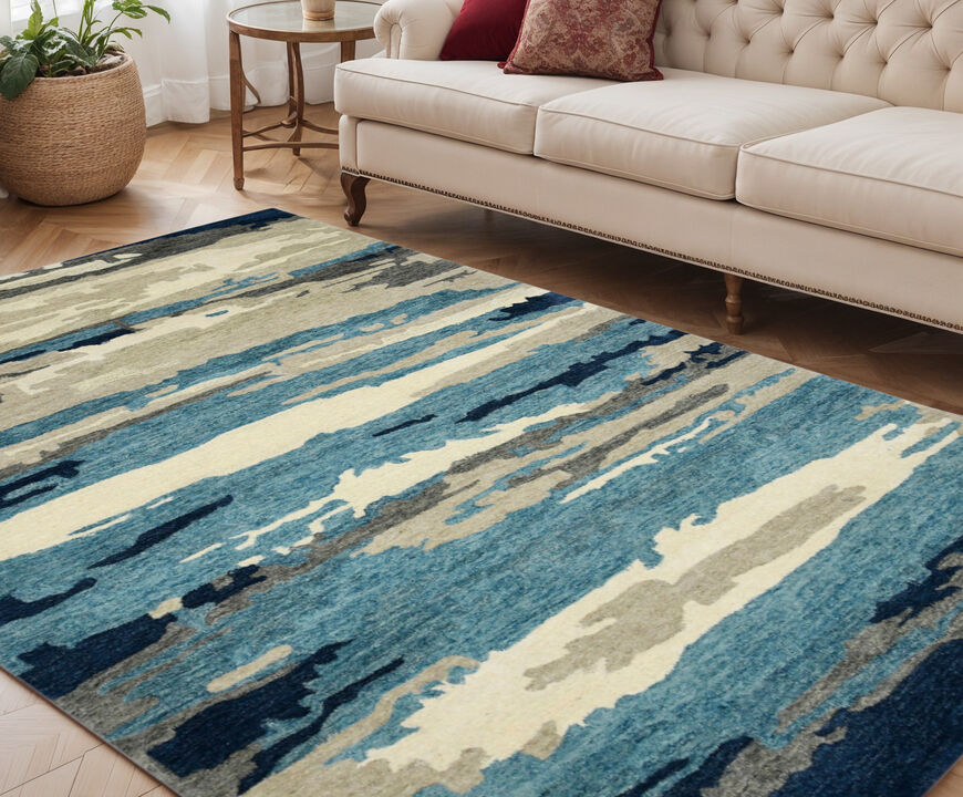 HomeRoots Wool Abstract Hand Tufted Area Rug