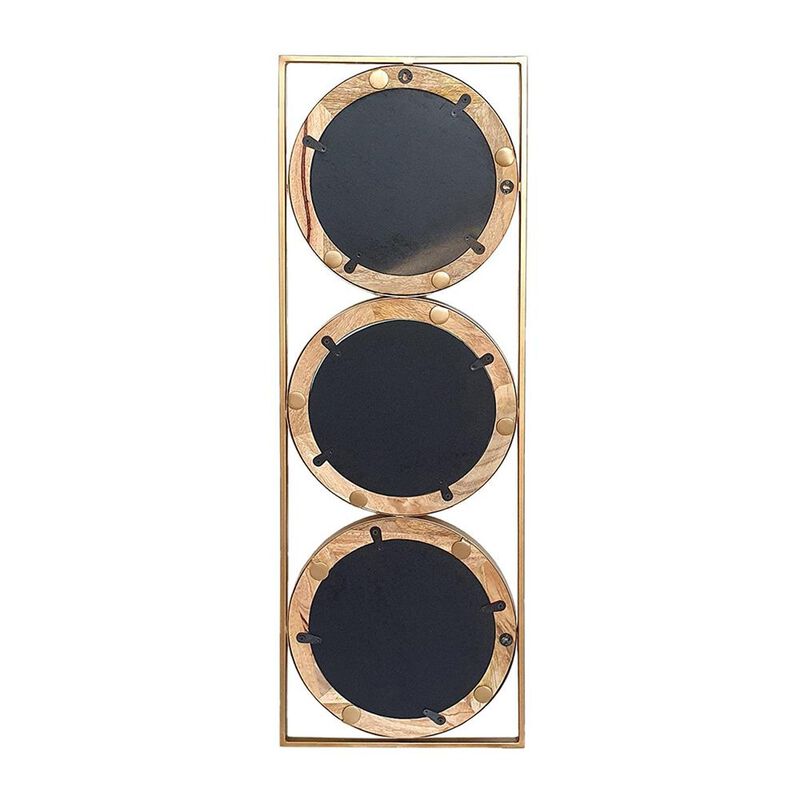 HomeRoots 14" Brown and Gold Aluminum and Wood Geometric Framed Accent Mirror image number 3