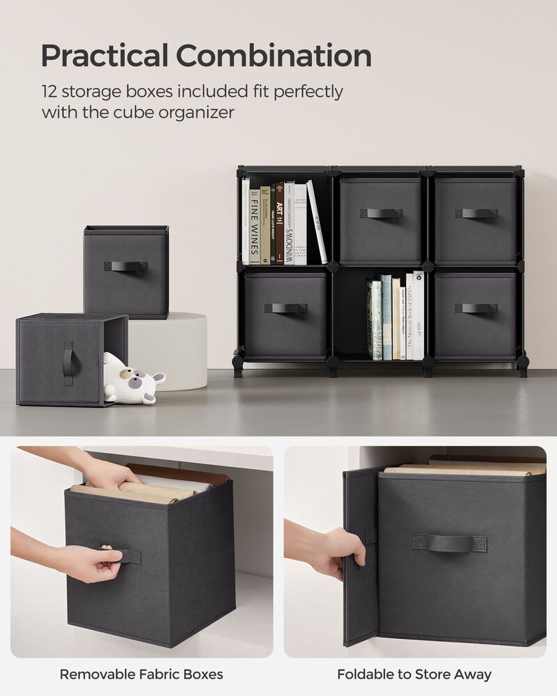 Elegant 12-Cube Storage Unit with Adjustable Shelving