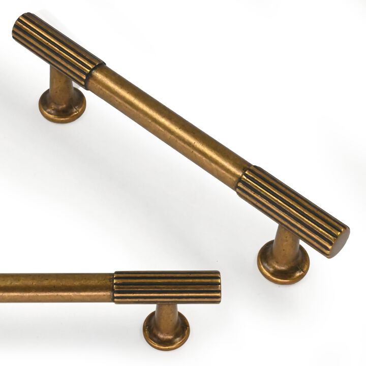 Talentedeco 10 Pack Antique Brass Cabinet Pulls 3.75 Inch(96mm) Kitchen Cabinet Handles Vintage Retro Cabinet Hardware for Drawe