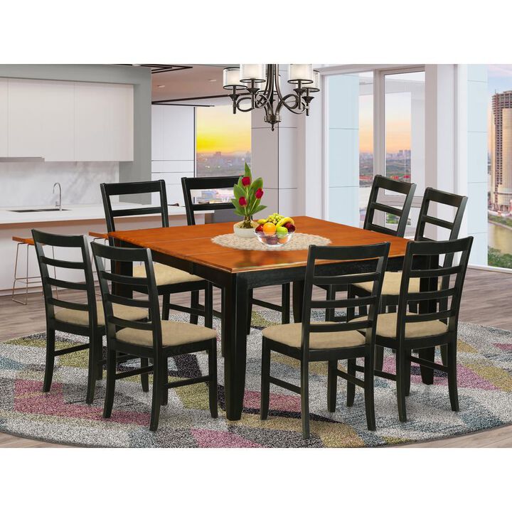 9 Pc Dining room set-Square Dining Table with Leaf and 8 Dining Chairs