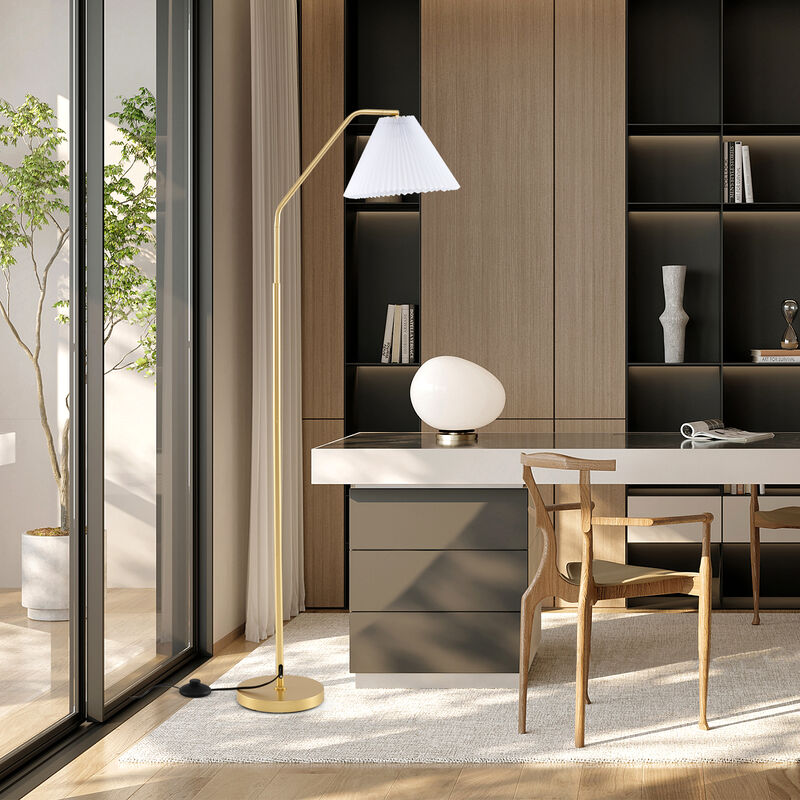 Adjustable Modern Standing Lamp with Pleated Shade for Living Room image number 7