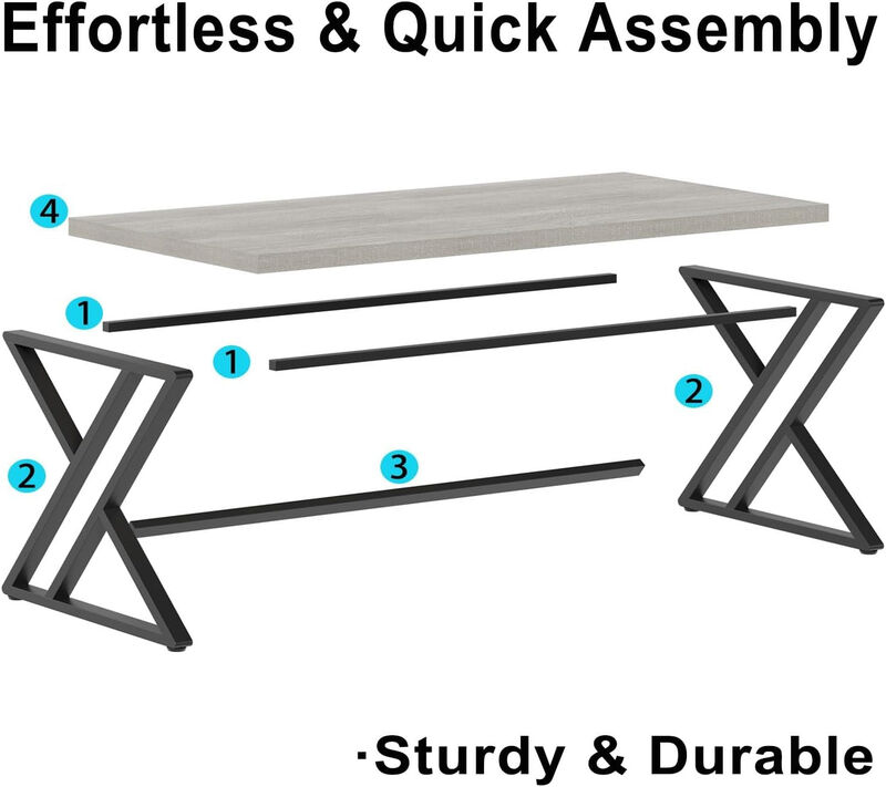 Top True Wood Computer Desk, Modern Writing Desk with Metal Legs for Home Office image number 6