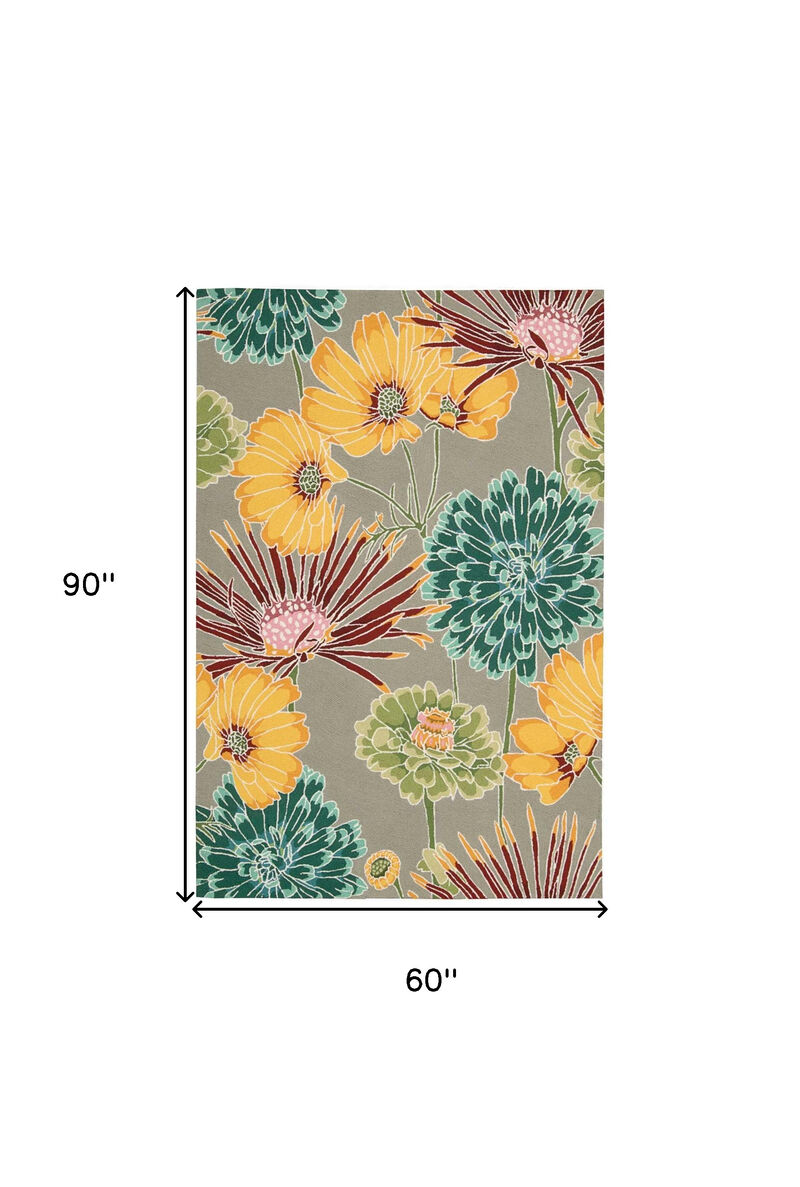 HomeRoots Floral Hand Carved Handmade Area Rug image number 2