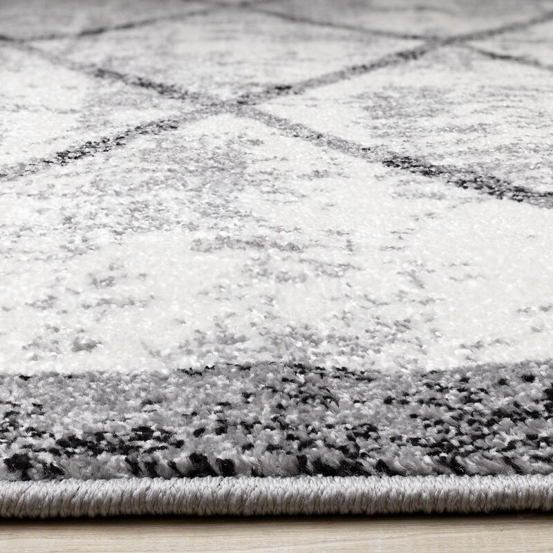Novelle Home Claremont Grey Black Distressed Lattice Area Rug, 6'7 x 9'10 image number 4
