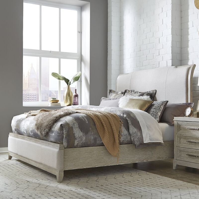 Liberty Furniture Belmar Queen Upholstered Bed in Rubberwood Solids w/ Split Heart Oak Veneers image number 9
