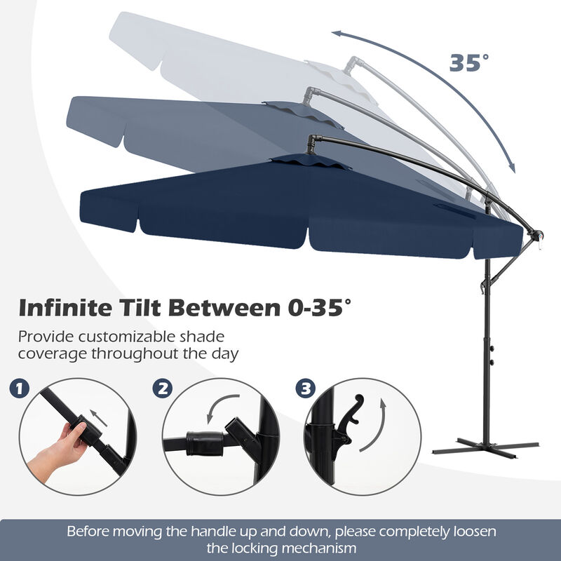 Patio Cantilever Umbrella with Cover &ndash; Tilt Adjustment & Decorative Ruffled Edge