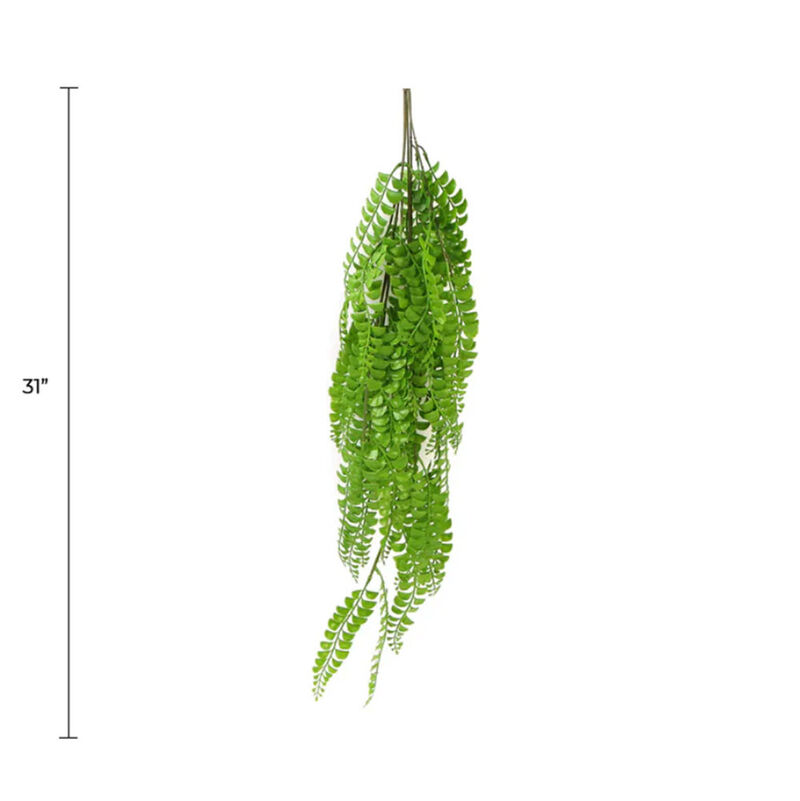 Artificial Dark Green Hanging Button Fern Plant 31" UV Resistant