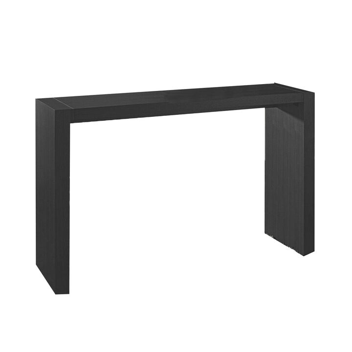 Loen 60 Inch Long Bar Height Table, Rectangular Panel Base Brown Oak Veneer