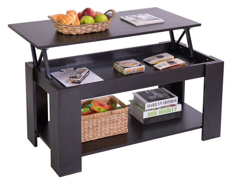 Modern Wood Coffee Table with Lift Tabletop, Black
