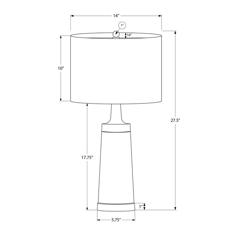 Monarch Specialties I 9623 - Lighting, 28"H, Table Lamp, Black Metal, Beige Shade, Contemporary