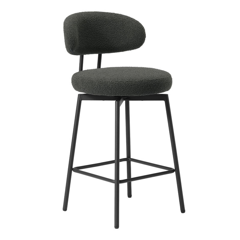 WestinTrends Modern Upholstered Sherpa Fabric Counter Height Bar Stools with Back (Set of 2) image number 2