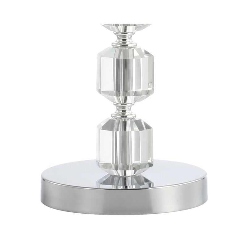 Cary 27.5" Modern Stacked Crystal/Metal LED Table Lamp, Chrome/Clear image number 7