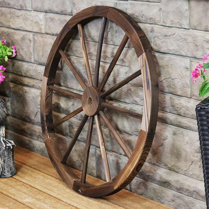 Sunnydaze Wagon Wheel Indoor/Outdoor Statue - 29 in
