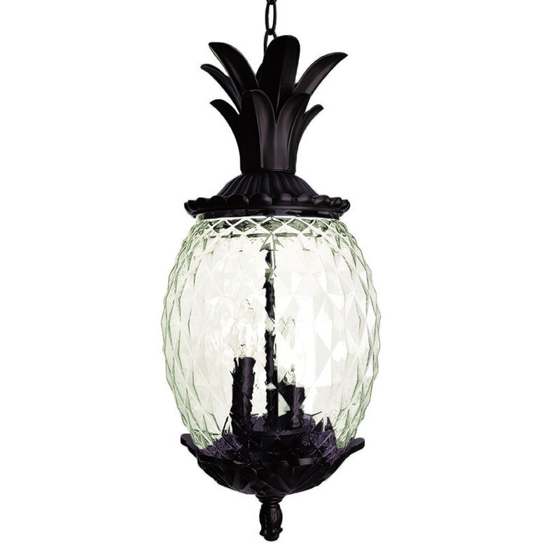 Three-Light Pineapple Outdoor Hanging Pendant Light for Patio or Garden
