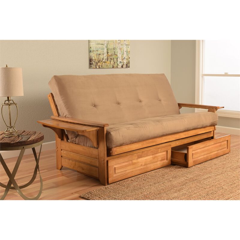 Phoenix Frame-Butternut Finish-Suede Peat Mattress-Storage Drawers image number 1