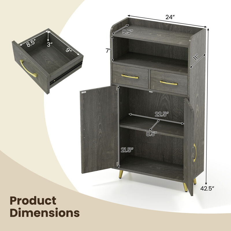 Bathroom Storage Cabinet with 2 Drawers and 2 Doors image number 2