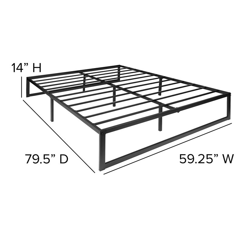 Louis 14 Inch Metal Platform Bed Frame with 12 Inch Memory Foam Pocket Spring Mattress in a Box (No Box Spring Required) - Queen image number 4
