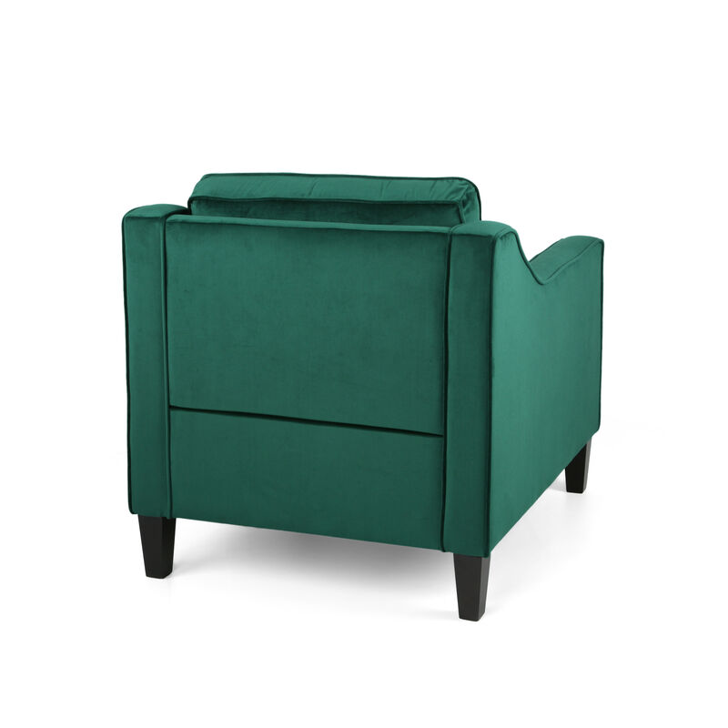 HomeRoots 31" Blue And Black Velvet And Wood Club Chair image number 2