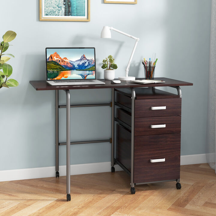 Folding Computer Laptop Desk Wheeled Home Office Furniture