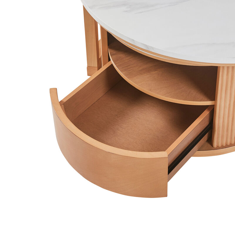 GOODSILO Modern Nesting Coffee Table with Marble Top and Two-Tier Storage image number 9