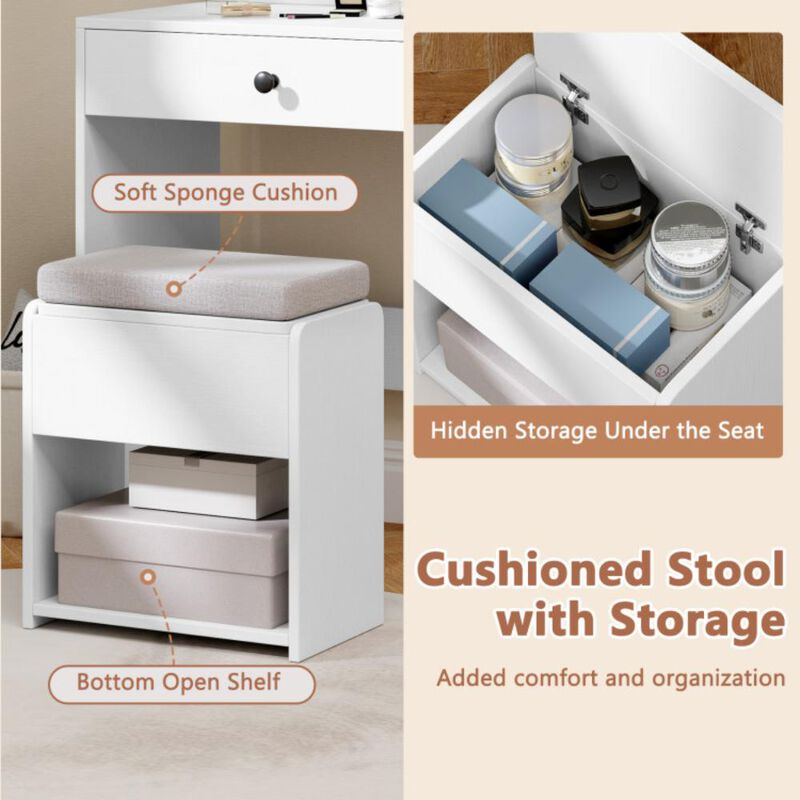 Hivvago Vanity Desk with Mirror and Lights