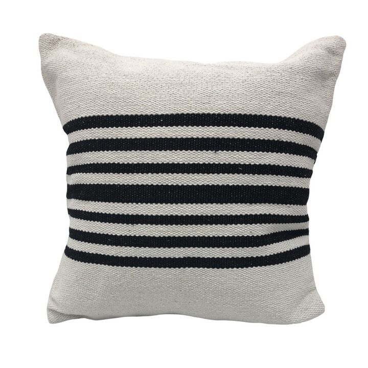 22" Black and White Bold Striped Square Throw Pillow
