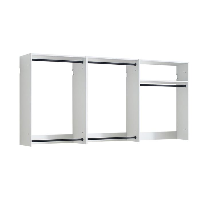 Vedz Wall Mount Closet Set, 1 Shelf, 5 Hanging Rods, White Melamine