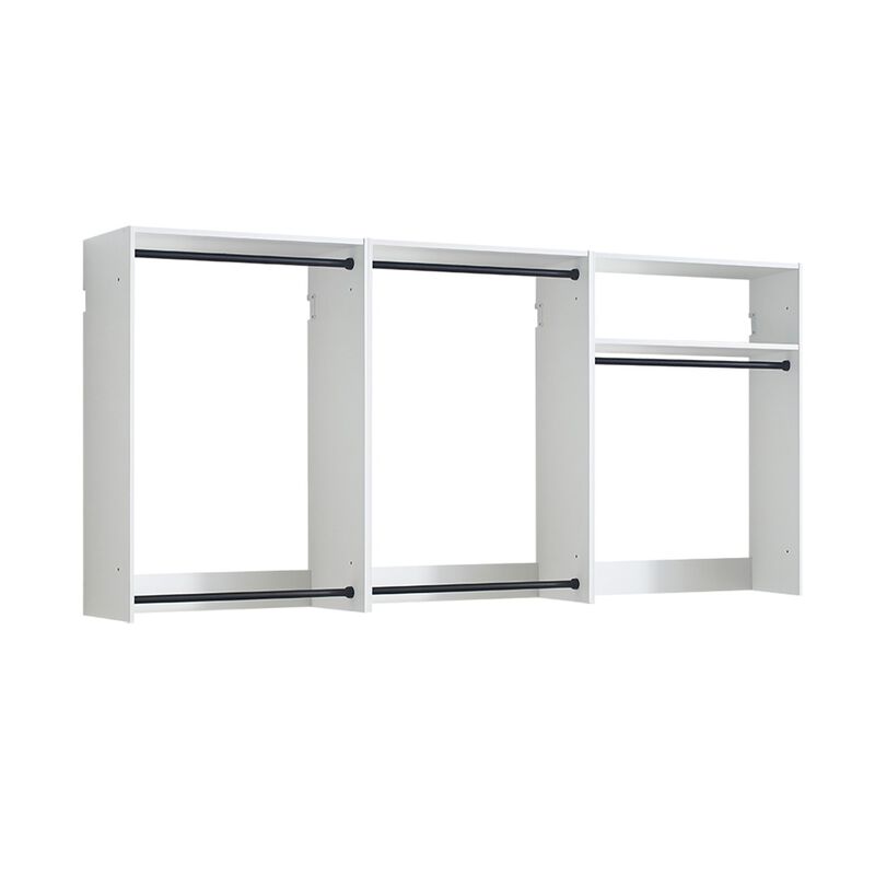 Vedz Wall Mount Closet Set, 1 Shelf, 5 Hanging Rods, White Melamine