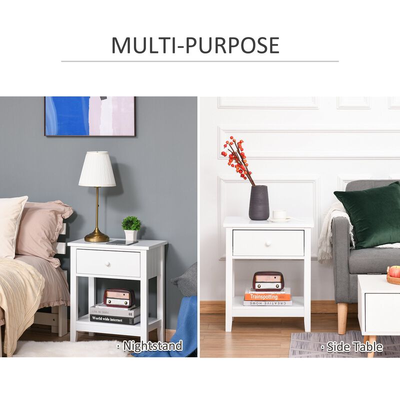 White Bedroom Helper: Modern Bedside Table with Drawer and Shelf