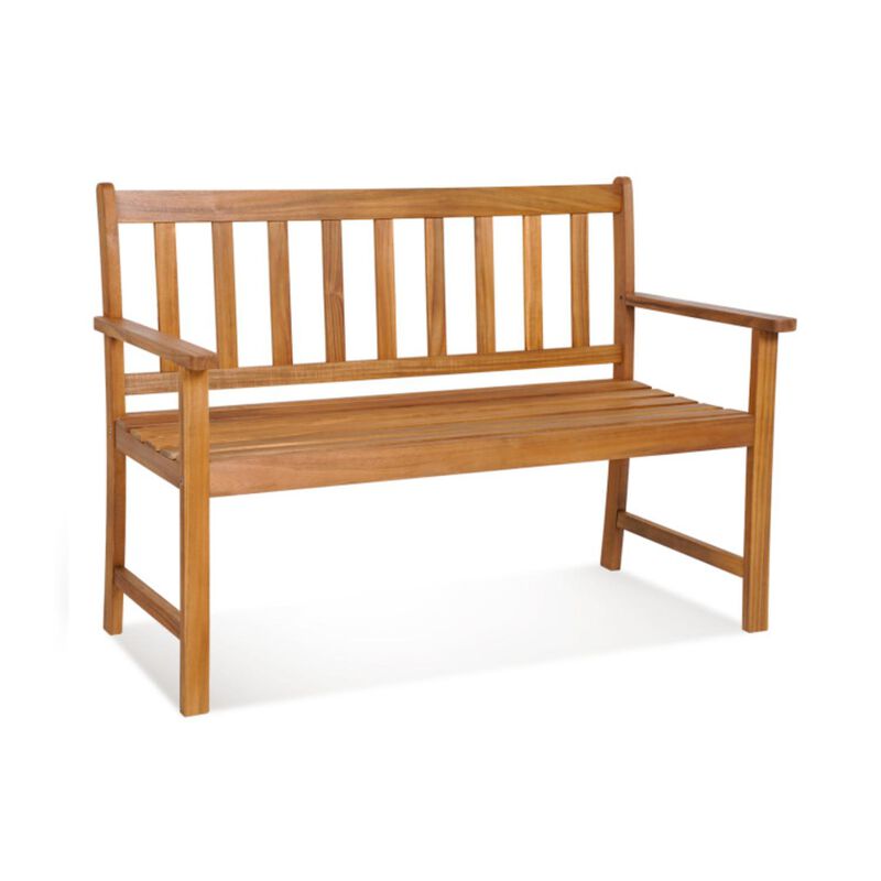 Hivvago 2-Person Outdoor Acacia Wood Bench with Backrest